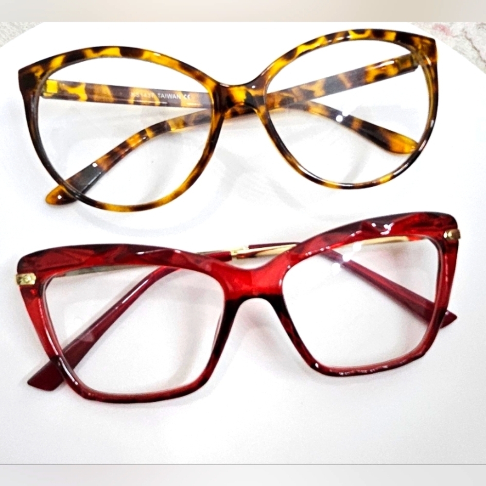 🌟NEW Vintage Clear Lens Women's Tortoise and Red Cat Eye Oversized Glasses🌟 - Picture 10 of 10
